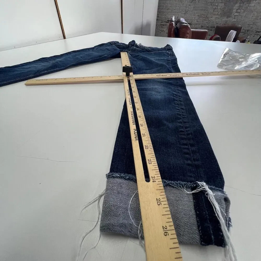 Rag & Bone Jeans Womens 25 Blue Dre Skinny Cuffed Hem Distressed Denim Casual - Picture 10 of 10